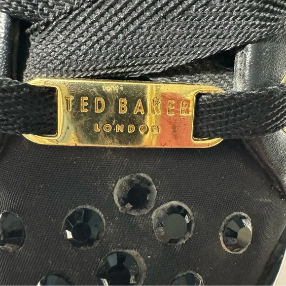 Ted Baker  Beatrin Hi-Top Sneakers Black Rhinestone Lace-up Size 6 - Picture 8 of 13